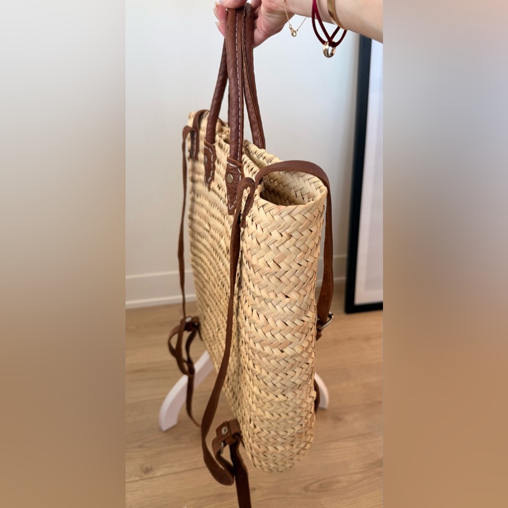 NWOT Authentic Handmade French Straw and Leather Basket Backpack | O/S - Picture 8 of 14